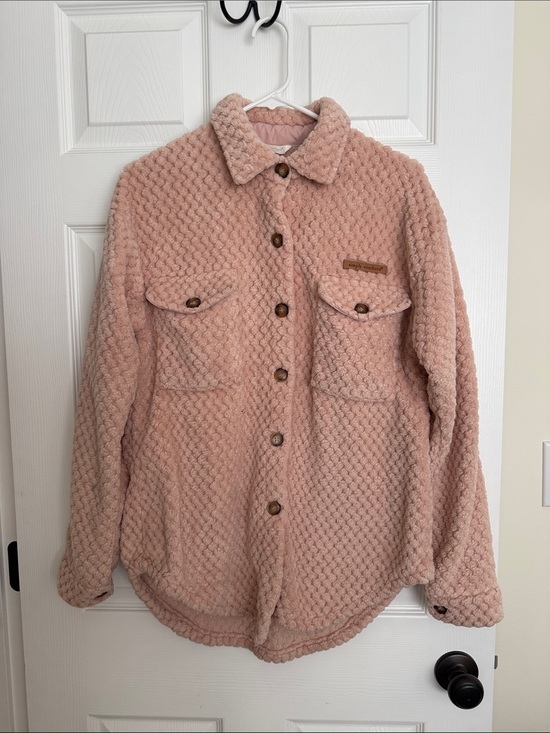 Simply Southern Jackets & Blazers - Simply Southern Dusty Pink Teddy Button-Front Jacket